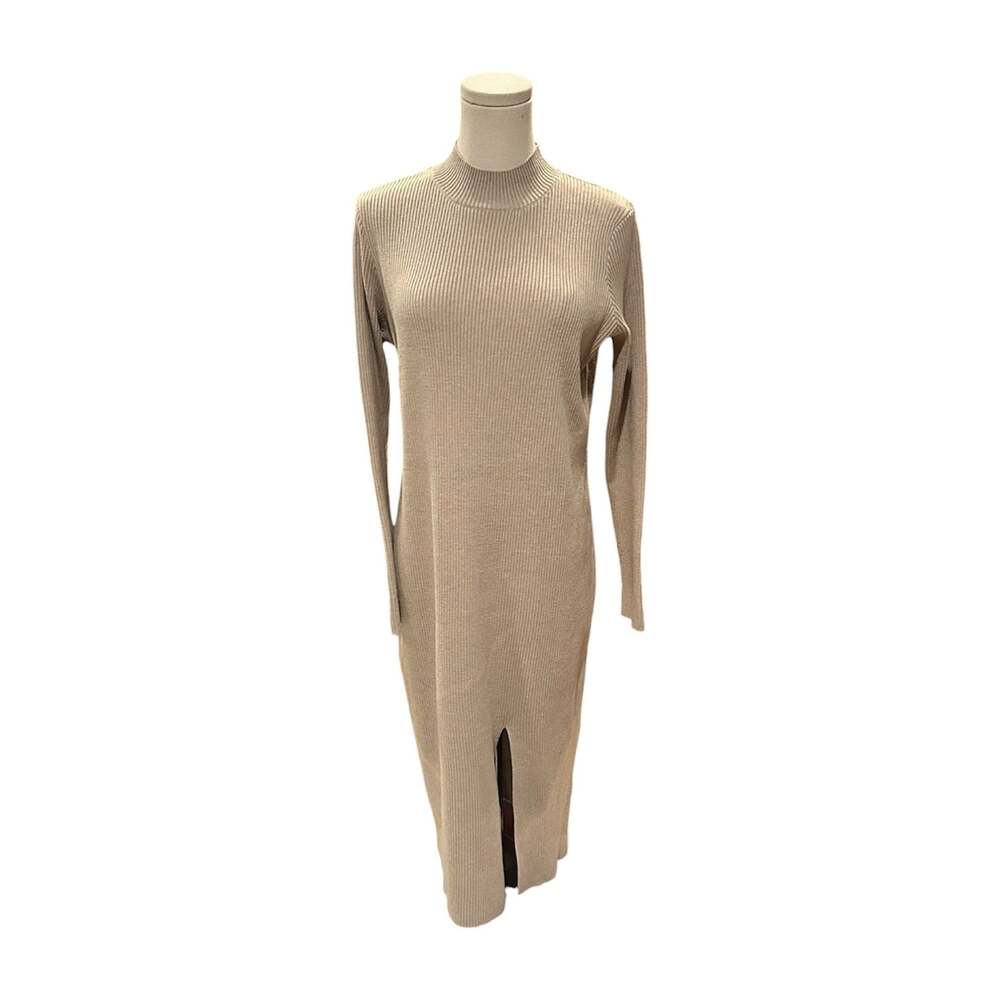 BEAUTIFUL by Lawrence Zarian Ribbed Knit Mock Neck Midi Dress with Front Slit MP